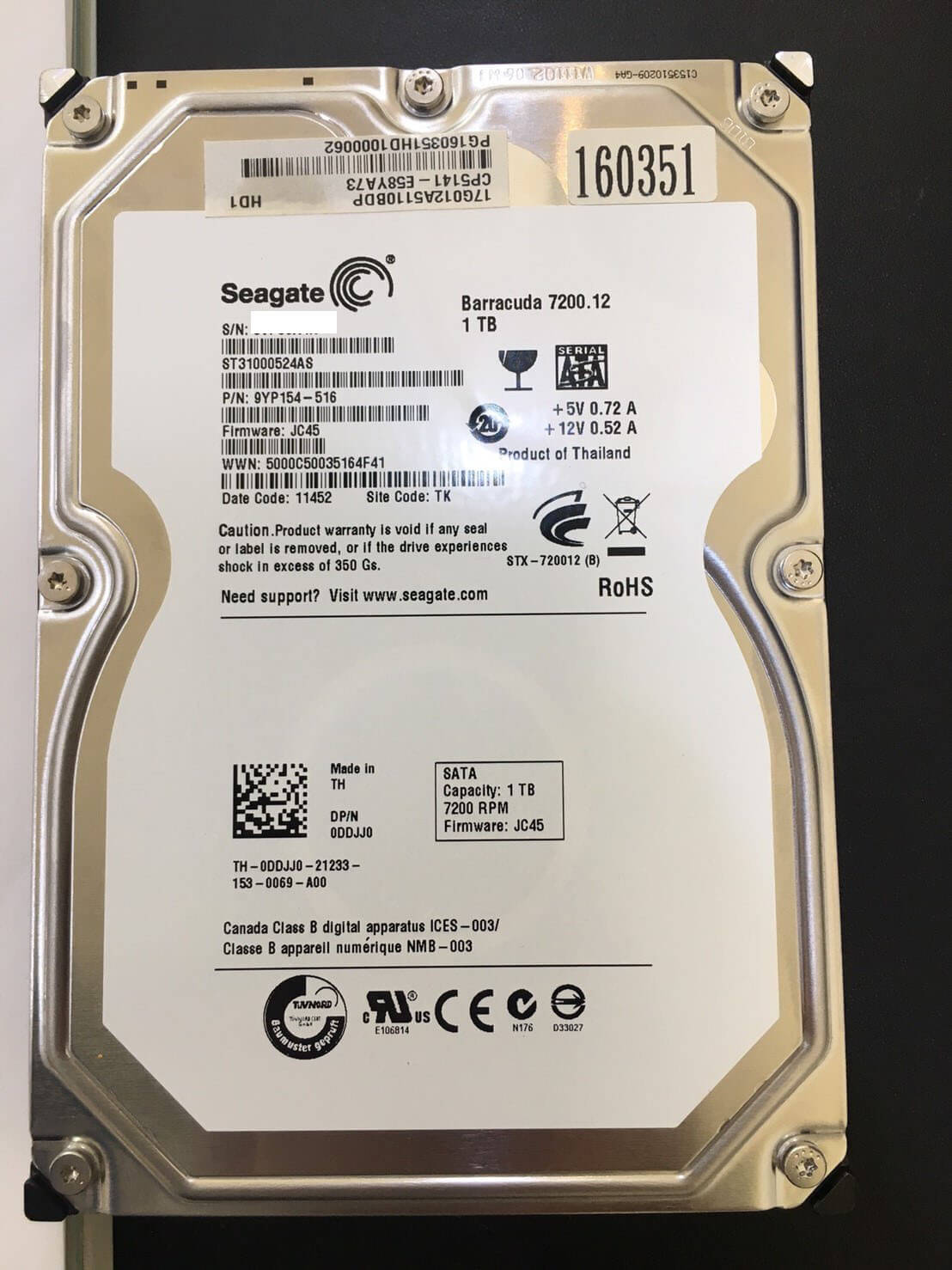 Seagate 1TB (ST3100524AS) 硬碟資料救援 - Harddisk