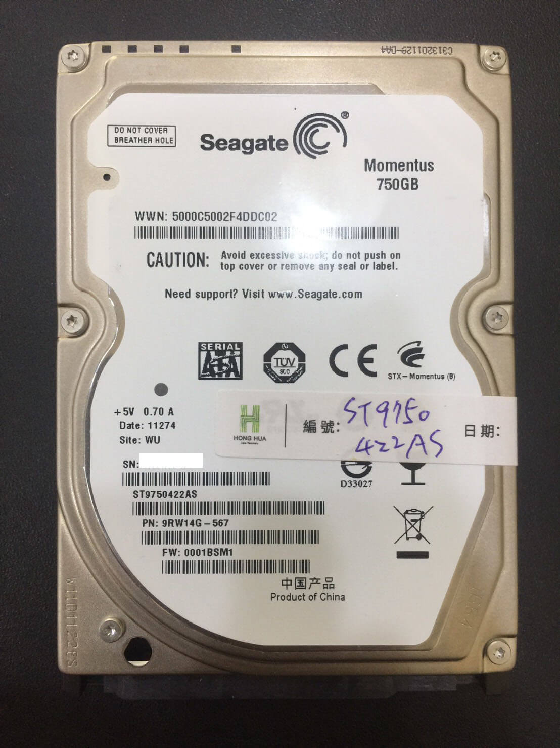Seagate 750G (ST9750422AS) 硬碟資料救援 - Harddisk