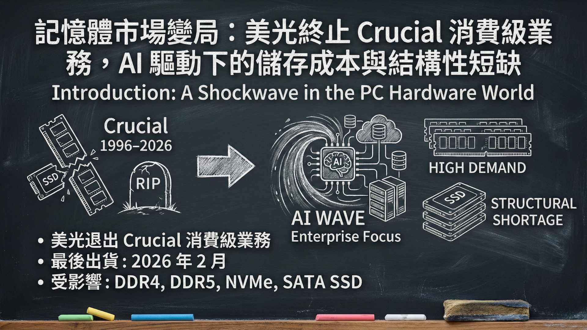 【記憶體市場變局】美光終止 Crucial 消費級業務：AI 驅動下的儲存成本與結構性短缺全面解析｜新竹資料救援專家 - 最新消息